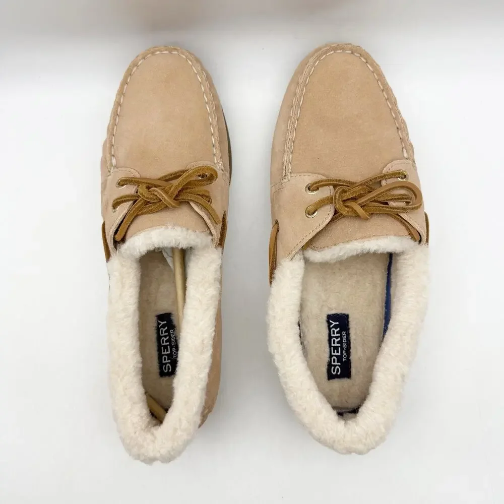 Sperry Womens Authentic Original 2 Eye Boat Shoes US 9 EU 40 Tan Suede NWOB